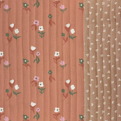 Printed Quilted Double Gauze PIXFLO Ecru / Green